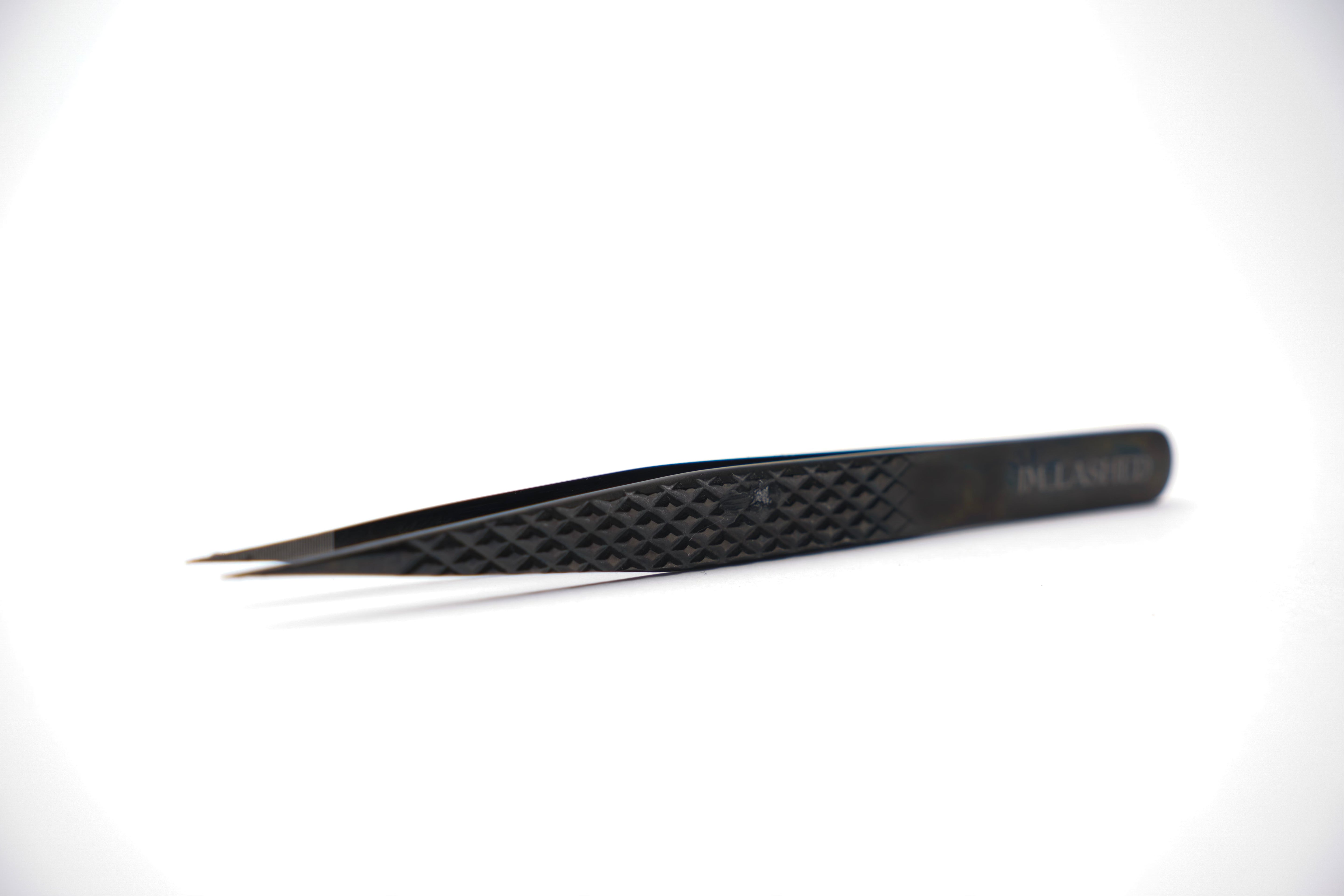 Straight Black Fiber Tweezers