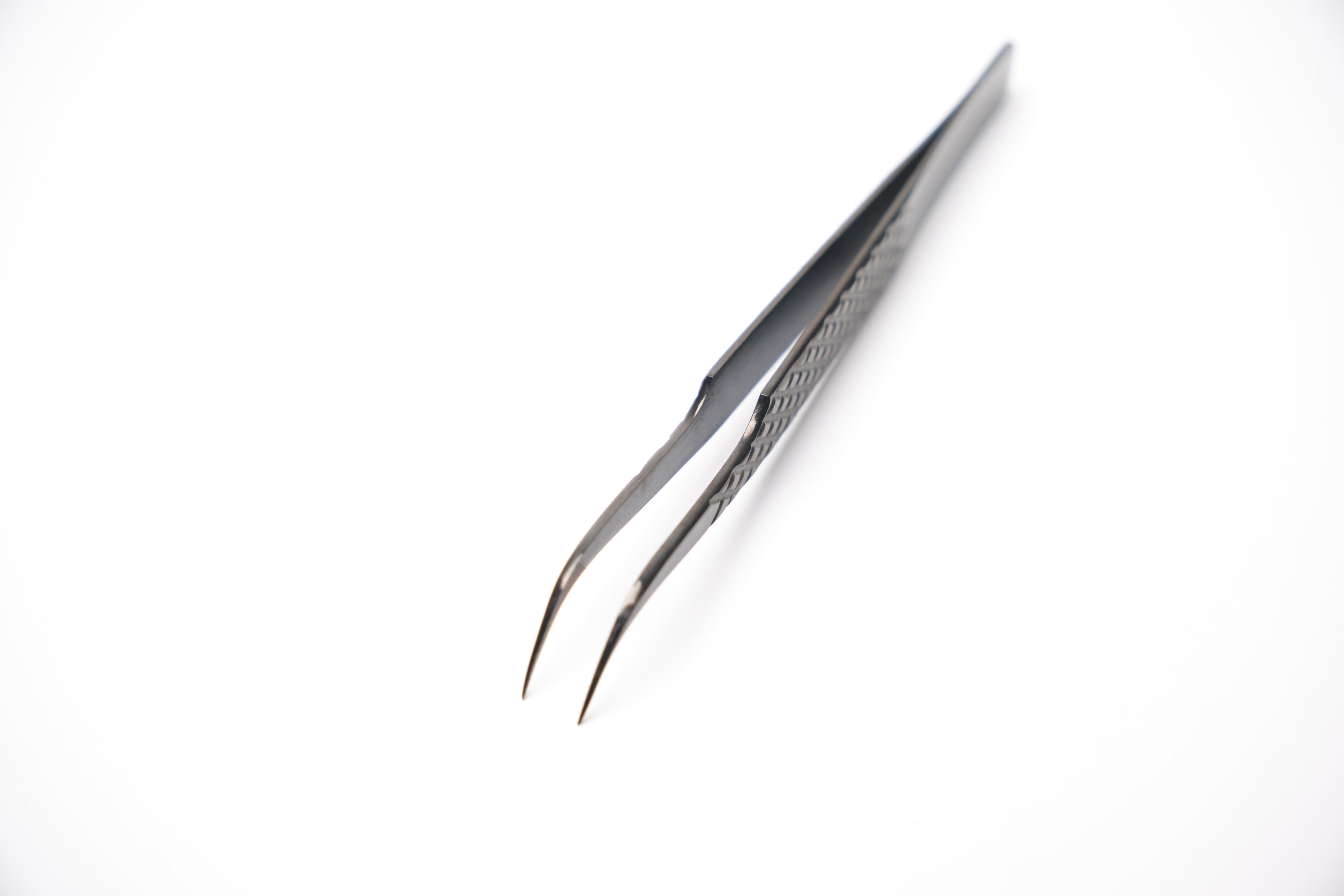 Strong Curved Black Fiber Tweezers